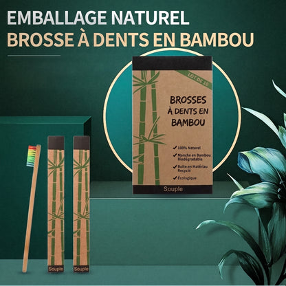 Lot de 10 Brosses à Dents en Bambou Naturel – Un Sourire Plus Sain, un Geste pour la Planète