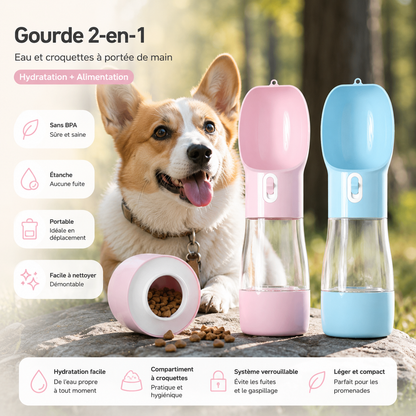 Distributeur d’Eau  et de nourriture Nomade pour Chien – Restez Hydratés Même en Pleine Nature