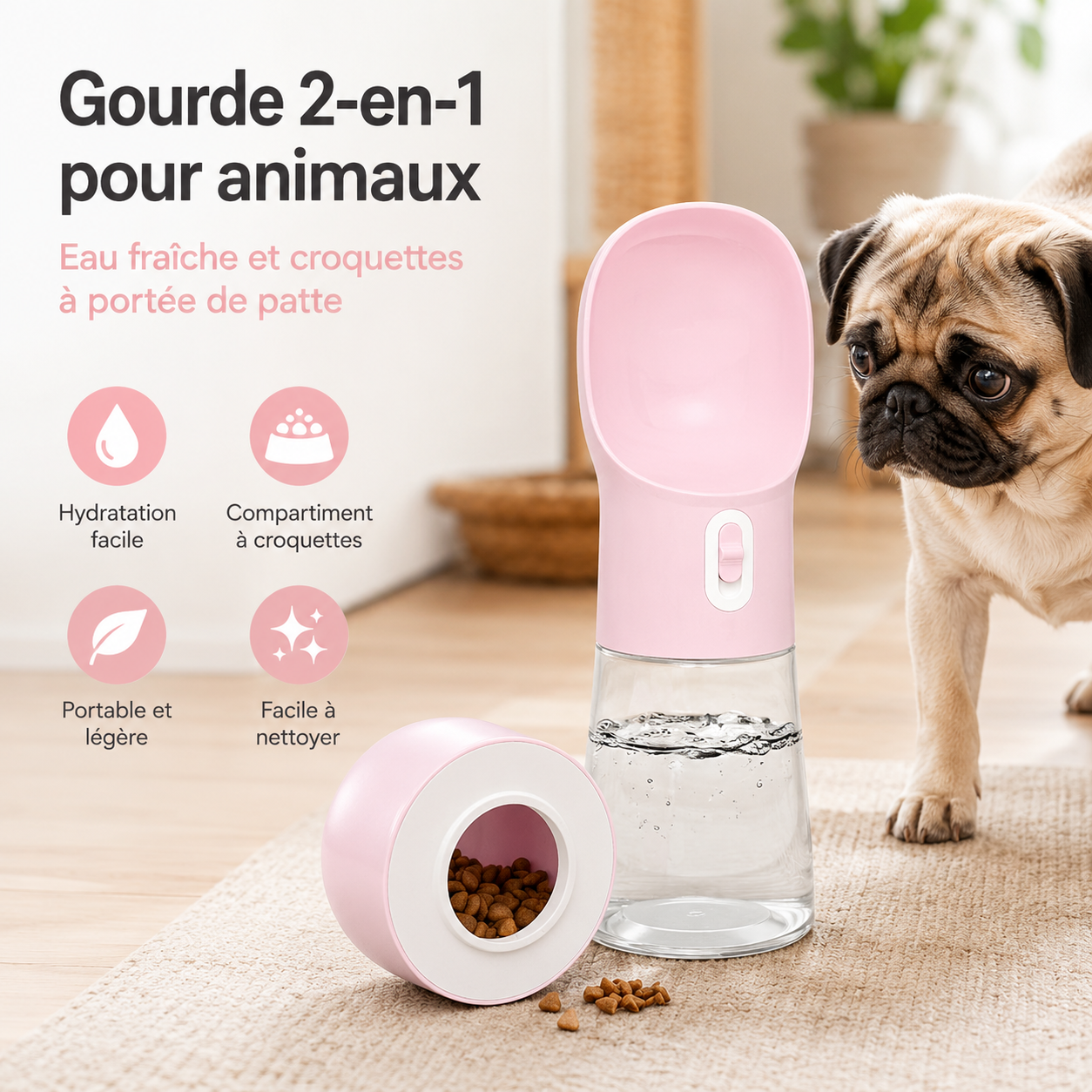 Distributeur d’Eau  et de nourriture Nomade pour Chien – Restez Hydratés Même en Pleine Nature