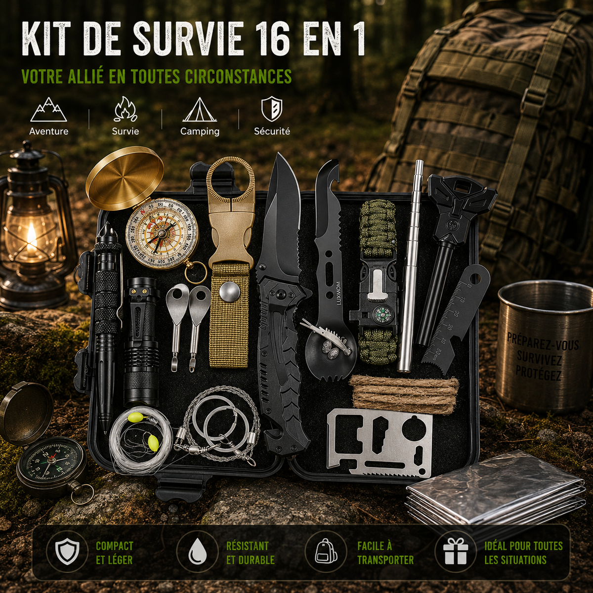 Kit de Survie Outdoor – Les Outils Essentiels pour Rester Prêt en Toutes Circonstances