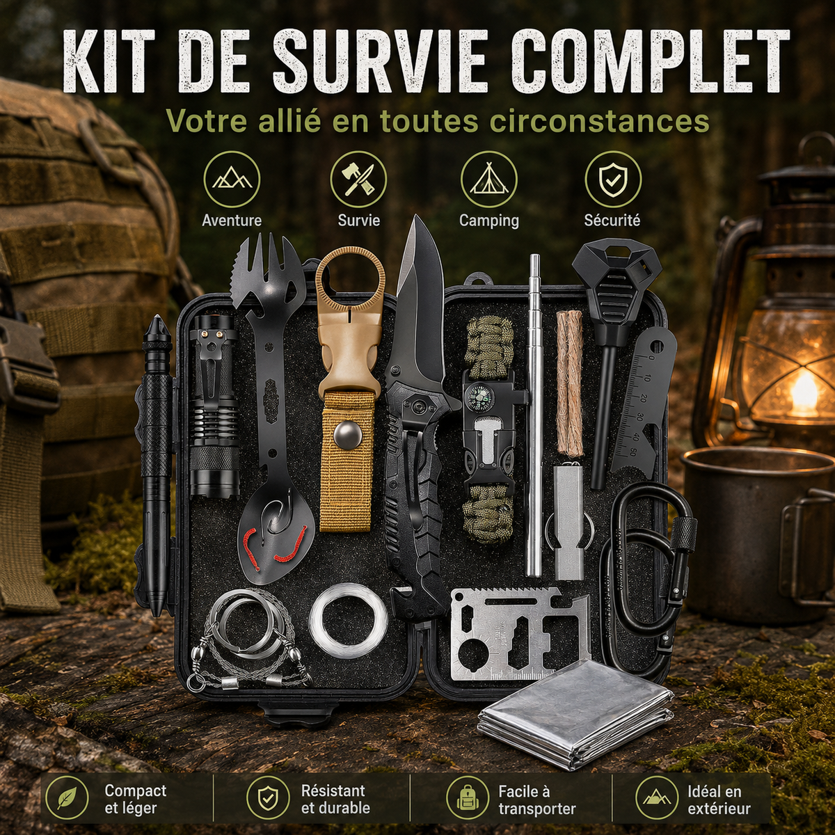 Kit de Survie Outdoor – Les Outils Essentiels pour Rester Prêt en Toutes Circonstances